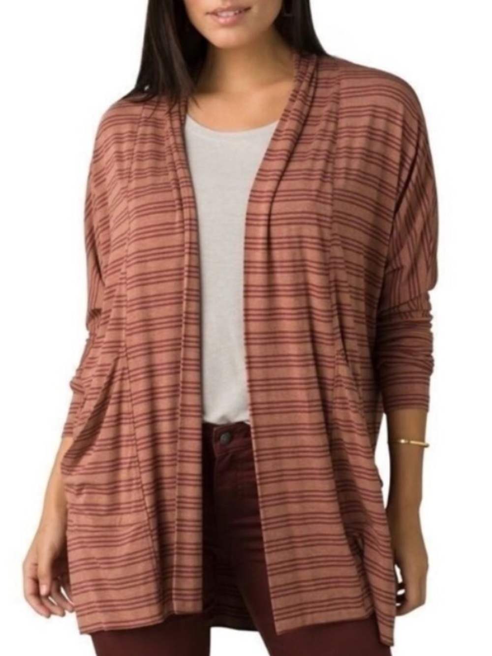 Prana NEW Foundation Wrap Lightweight Cardigan Striped Small